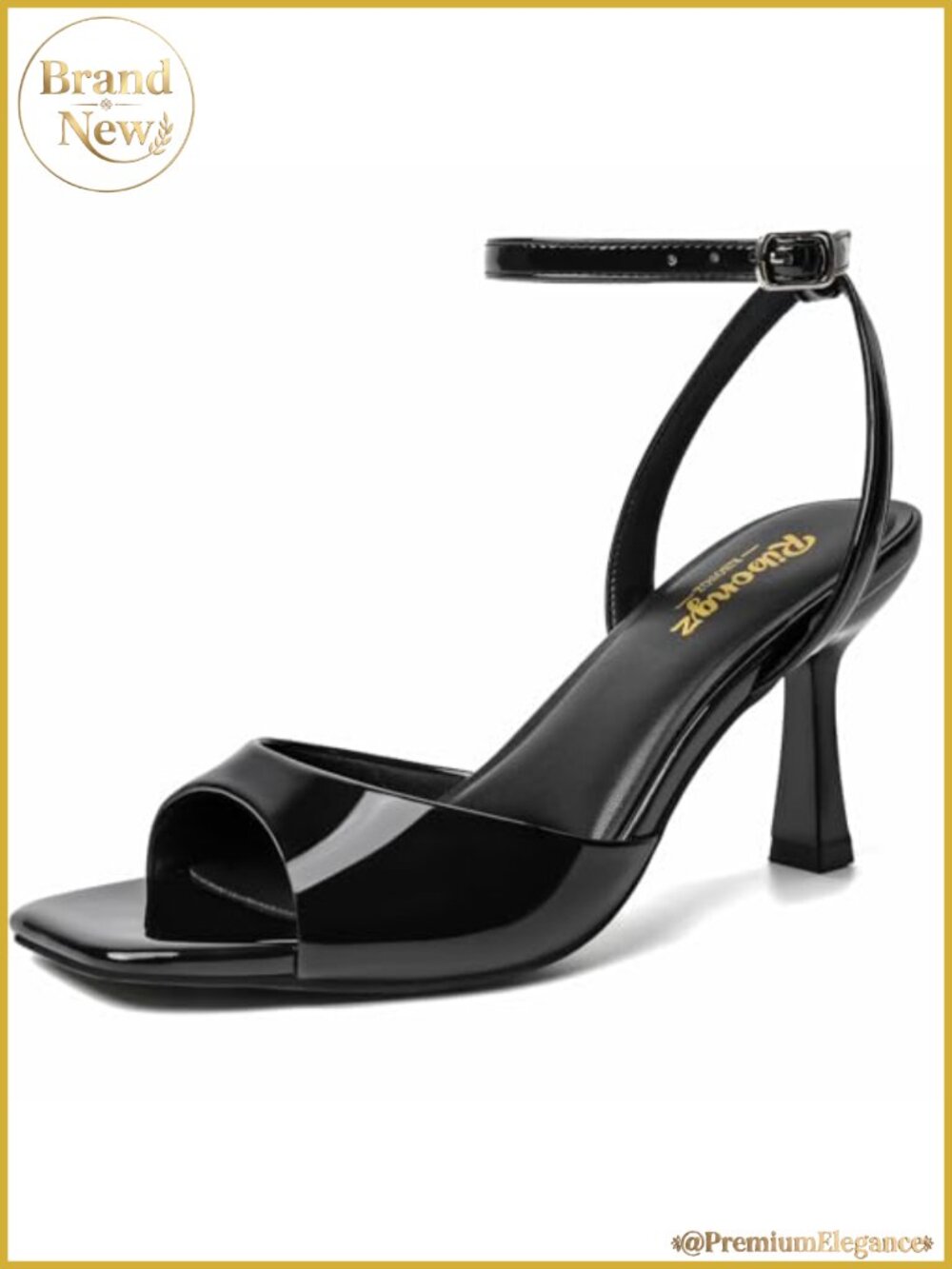 Women's Square Open Toe Kitten Strappy Heels with Ankle Strap - Elegant Wedding